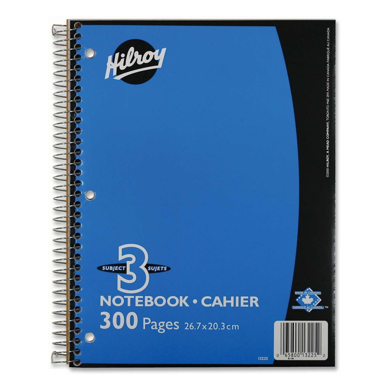 Hilroy Coil 3 Subject Notebook (10 1/2" x 8")